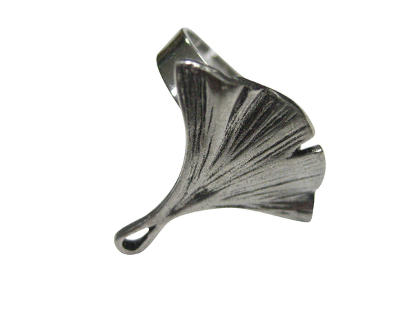 Silver Toned Ginkgo Biloba Maidenhair Tree Leaf Adjustable Size Fashion Ring
