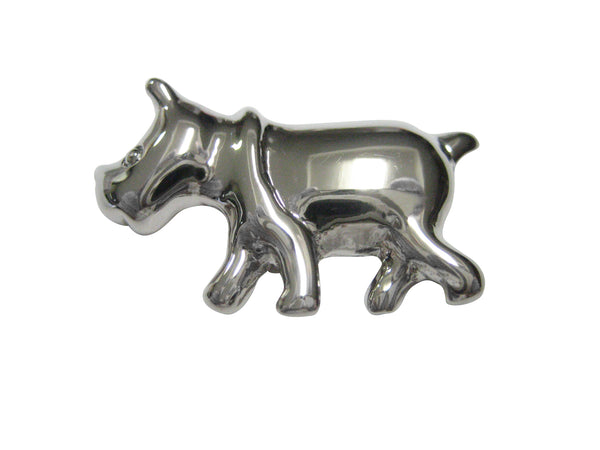 Silver Toned Glossy Rhino Magnet