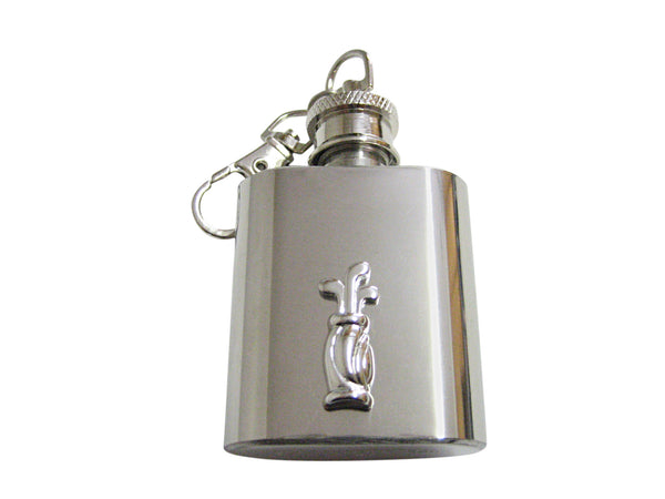 Silver Toned Golf Clubs 1 Oz. Stainless Steel Key Chain Flask