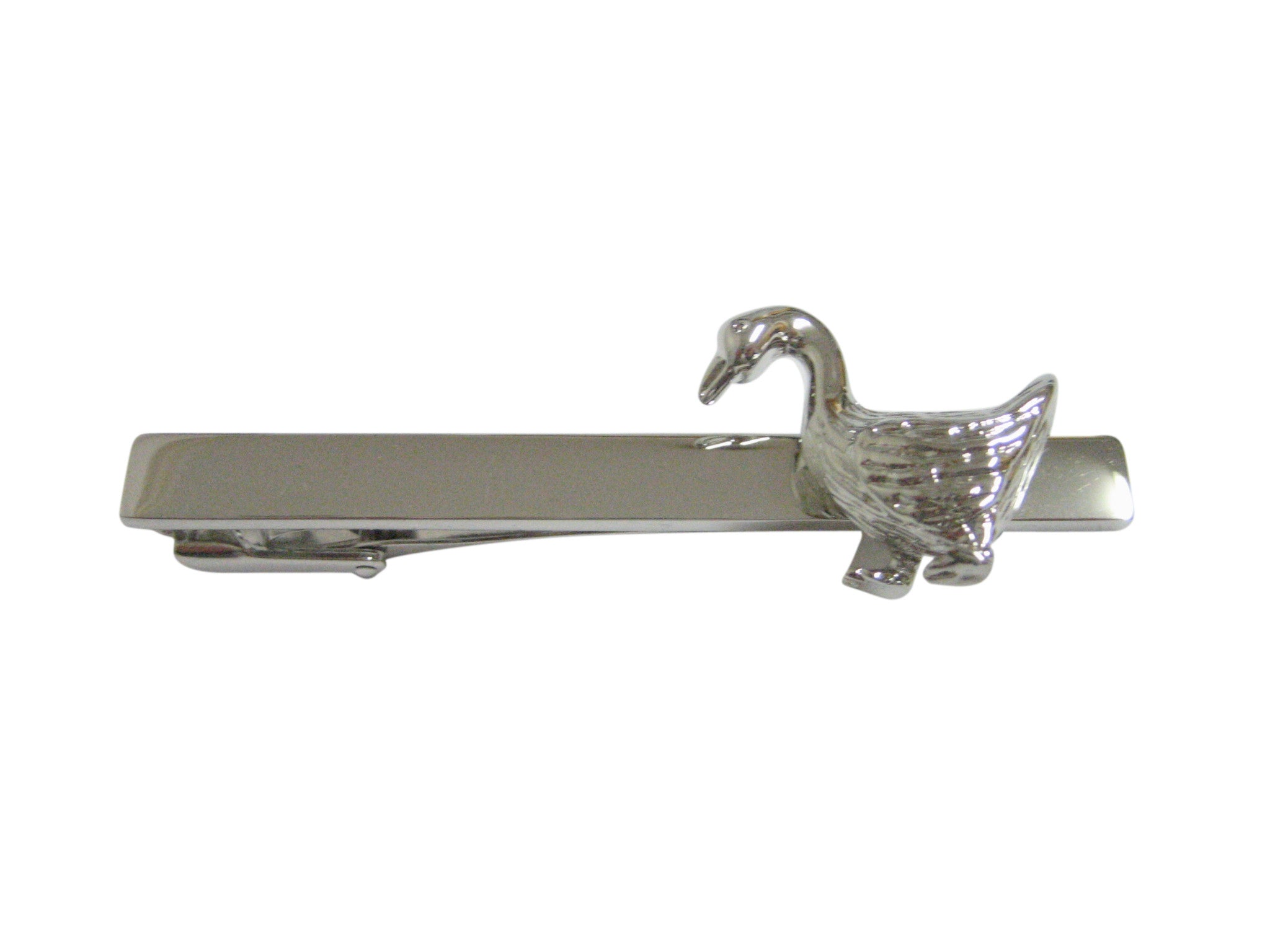 Silver Toned Goose Bird Square Tie Clip