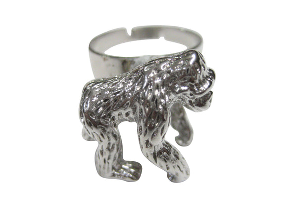 Silver Toned Gorilla Adjustable Size Fashion Ring
