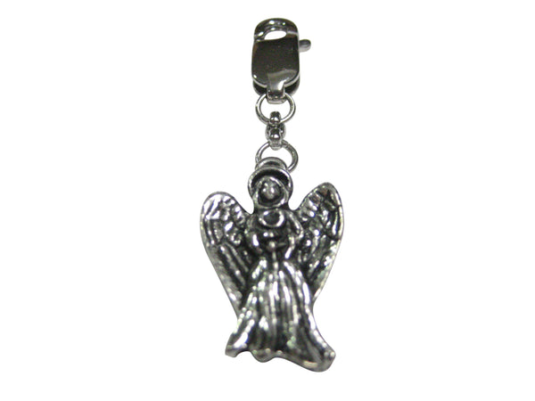 Silver Toned Guardian Angel Pendant Zipper Pull Charm