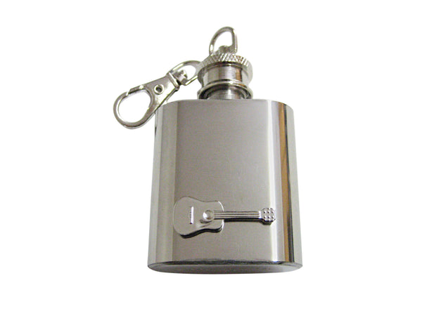 Silver Toned Guitar Musical Instrument 1 Oz. Stainless Steel Key Chain Flask