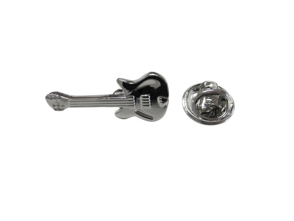 Silver Toned Guitar Musical Instrument Lapel Pin