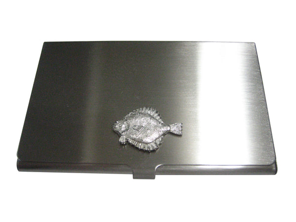 Silver Toned Halibut Flat Fish Business Card Holder