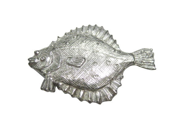 Silver Toned Halibut Flat Fish Magnet