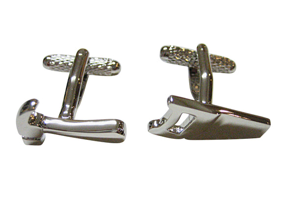 Silver Toned Hammer and Saw Cufflinks