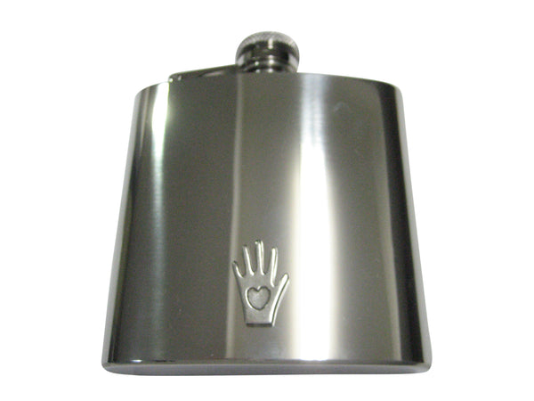 Silver Toned Hand with Heart 6oz Flask