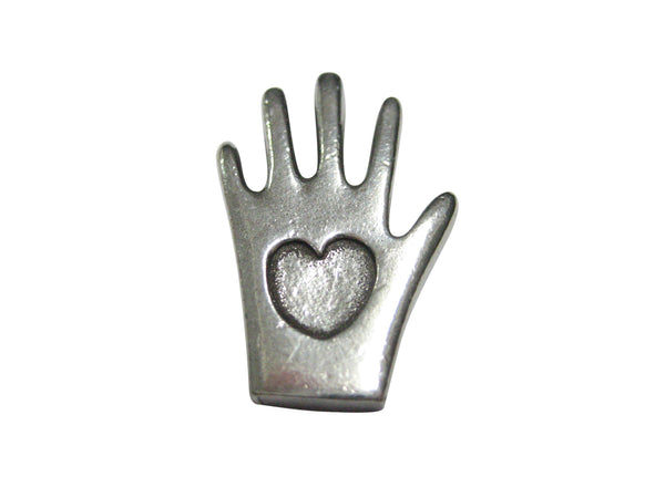 Silver Toned Hand with Heart Magnet