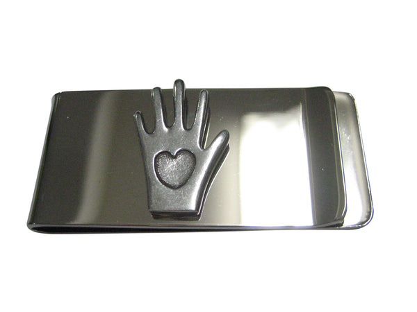 Silver Toned Hand with Heart Money Clip