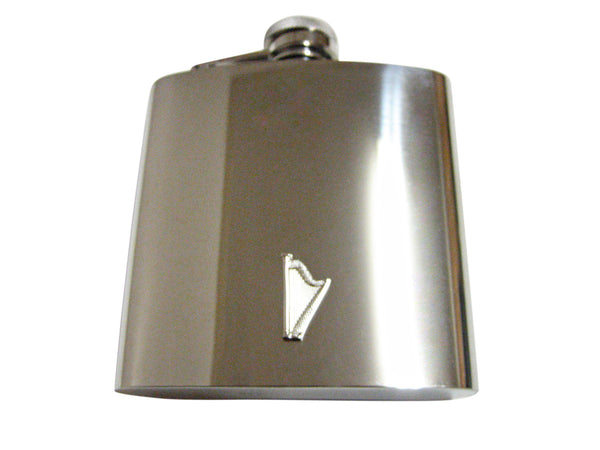 Silver Toned Harp Musical Instrument 6 Oz. Stainless Steel Flask