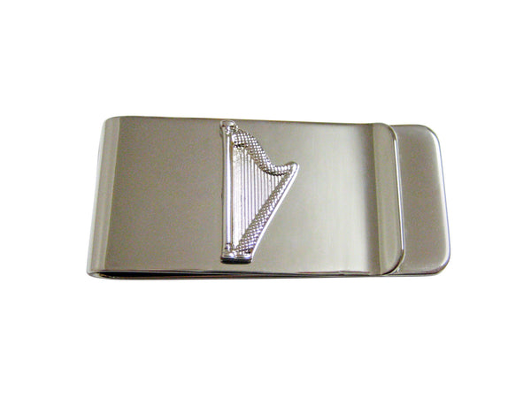 Silver Toned Harp Musical Instrument Money Clip