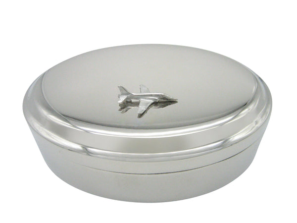 Silver Toned Hawk Plane Pendant Oval Trinket Jewelry Box