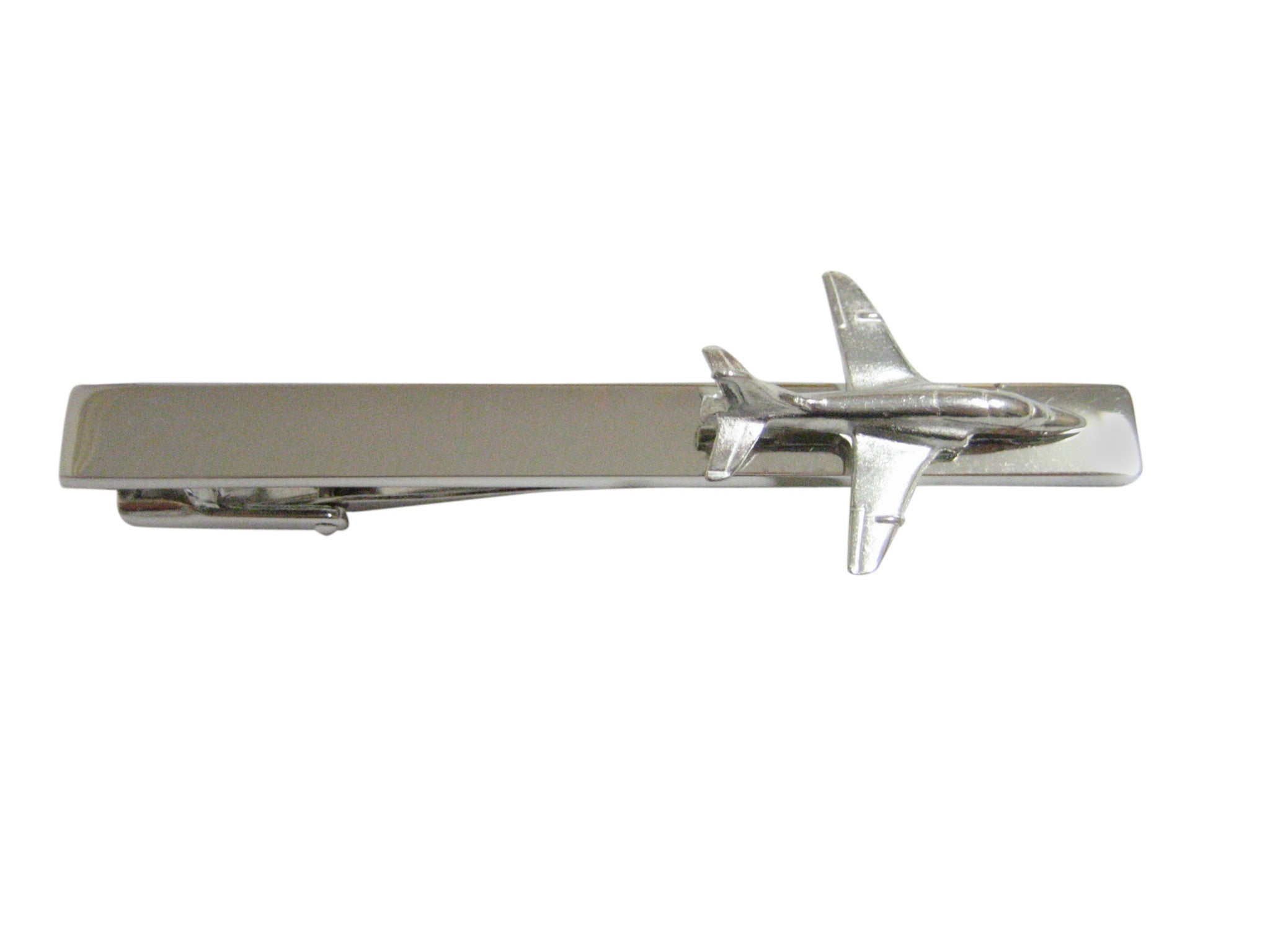 Silver Toned Hawk Plane Square Tie Clip
