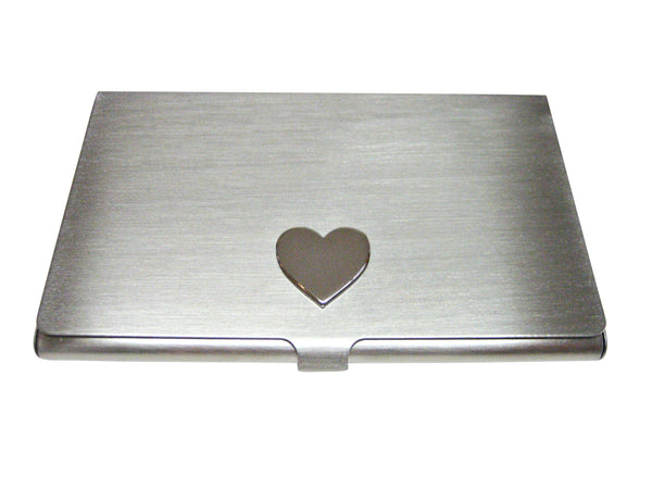 Silver Toned Heart Love Wedding Business Card Holder