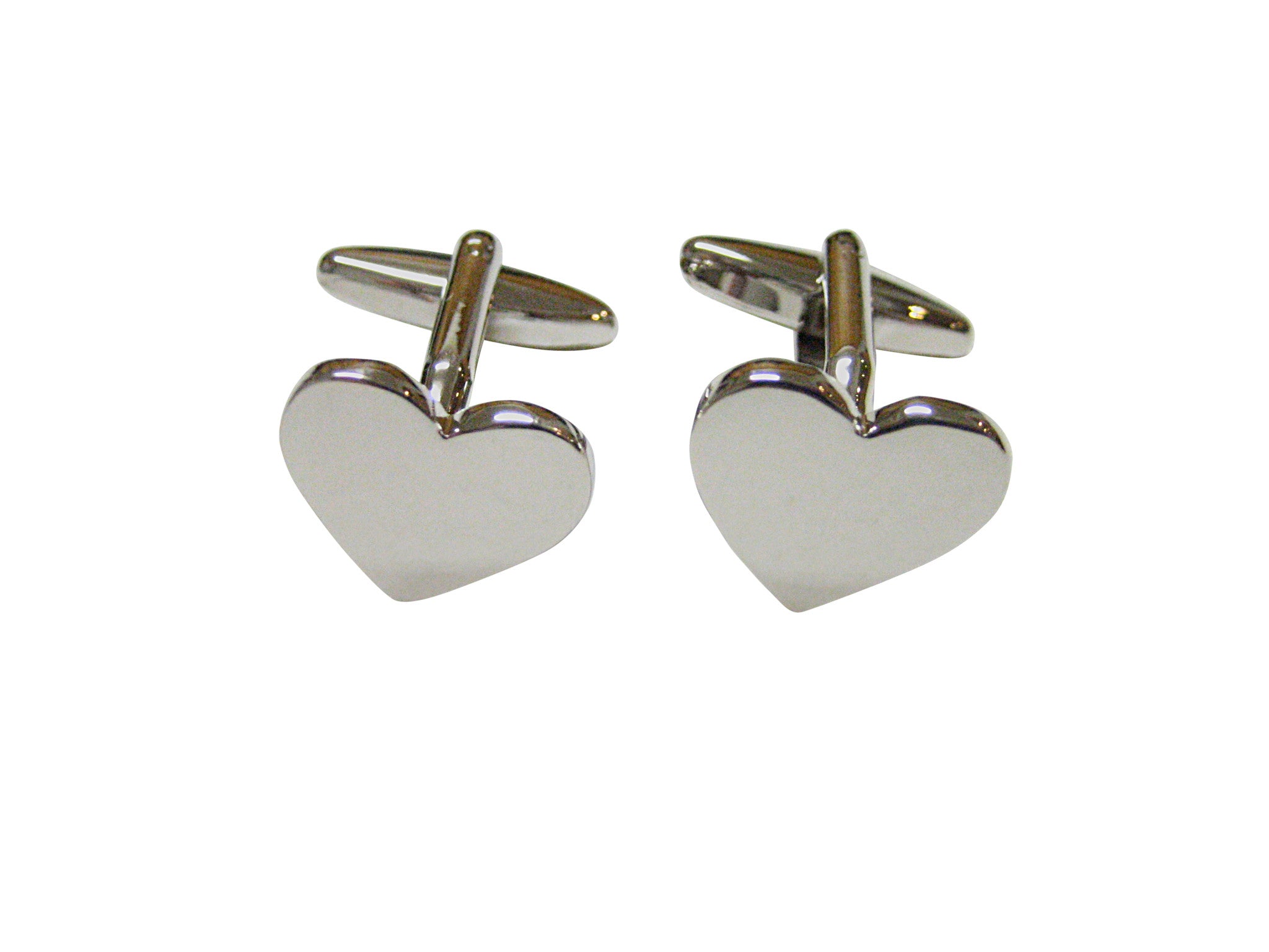 Silver Toned Heart Love Wedding Cufflinks