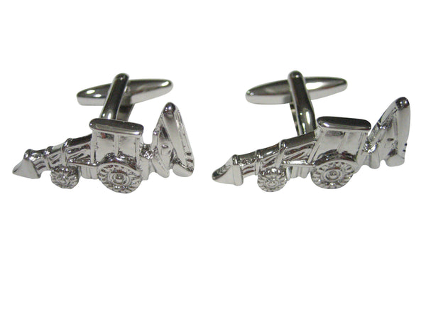 Silver Toned Heavy Machinery Excavator Digger Machine Cufflinks