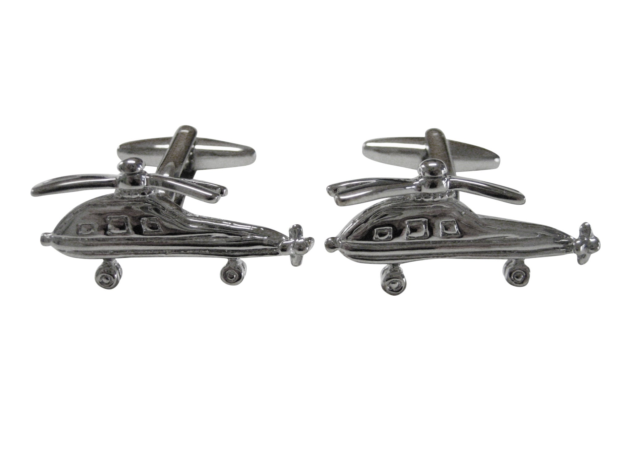 Silver Toned Helicopter Airforce Cufflinks