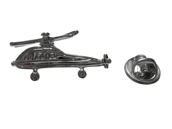 Silver Toned Helicopter Lapel Pin