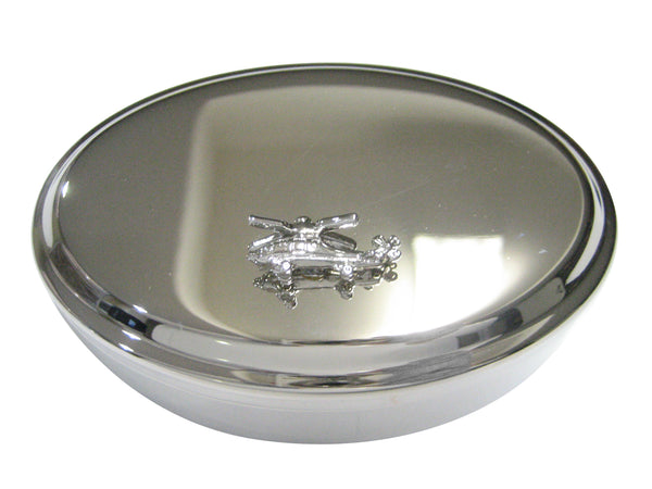 Silver Toned Helicopter Oval Trinket Jewelry Box