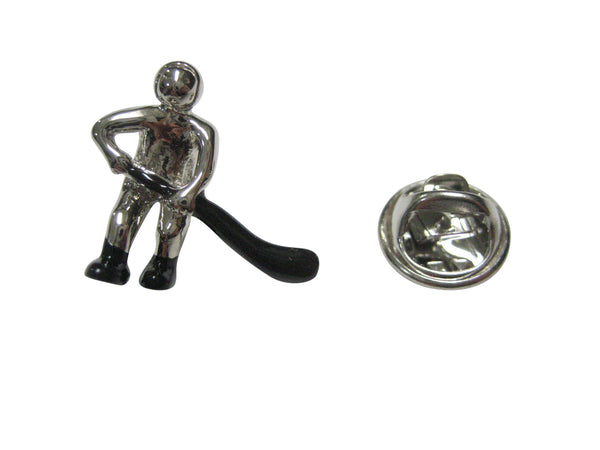 Silver Toned Hockey Player Lapel Pin