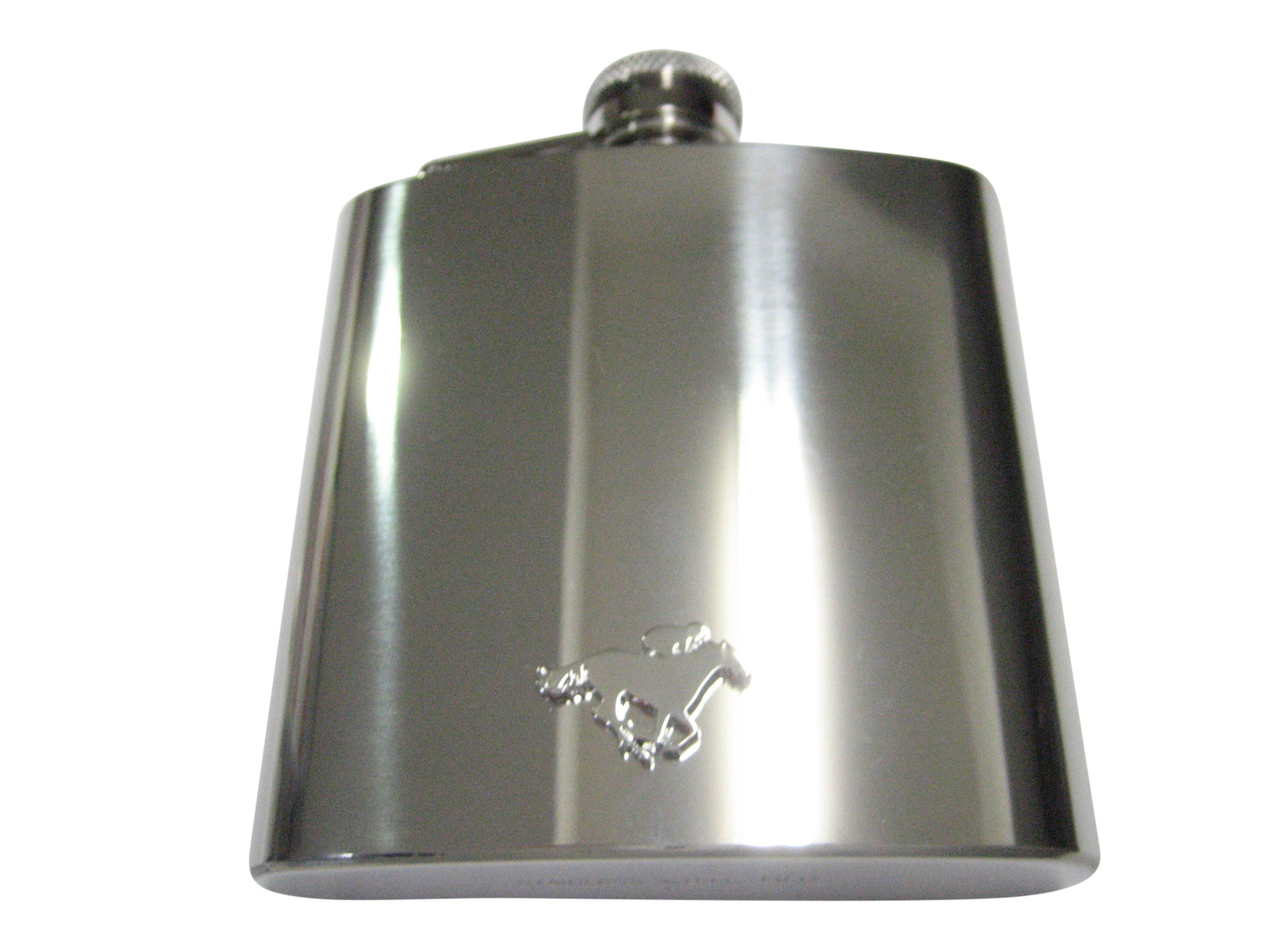 Silver Toned Horse Jockey Outline 6oz Flask