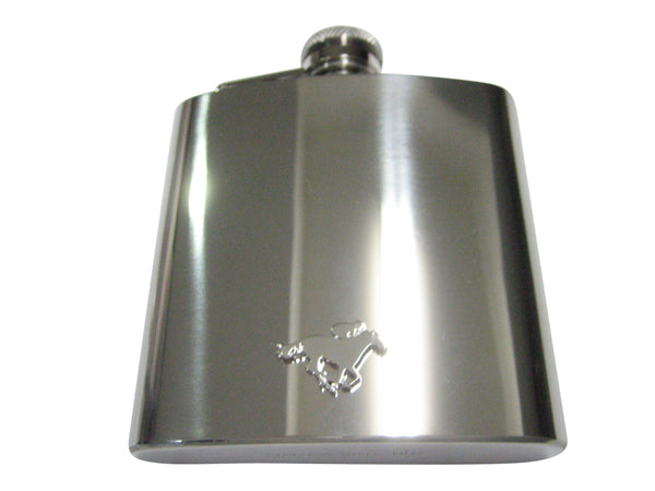 Silver Toned Horse Jockey Outline 6oz Flask