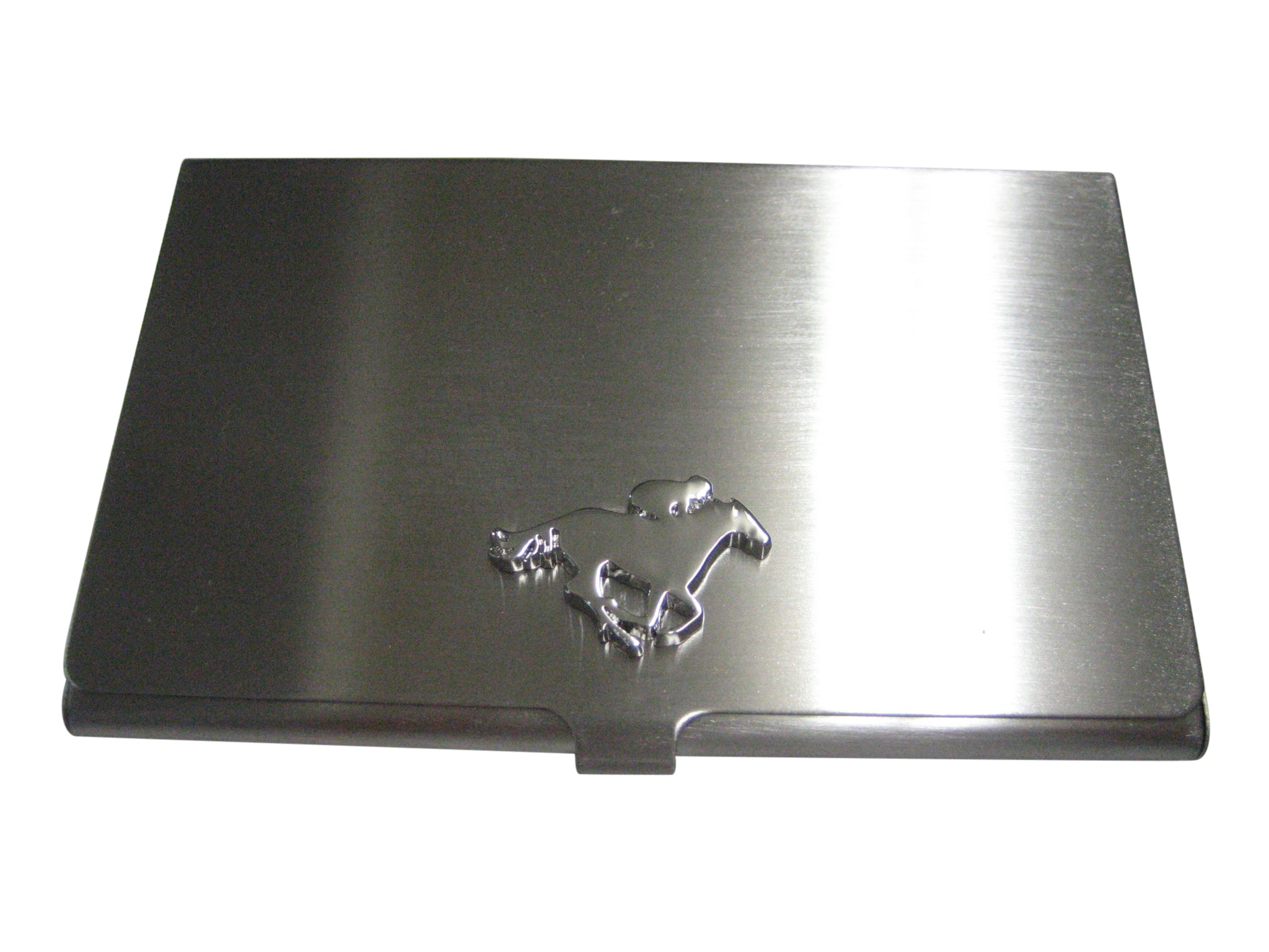 Silver Toned Horse Jockey Outline Business Card Holder
