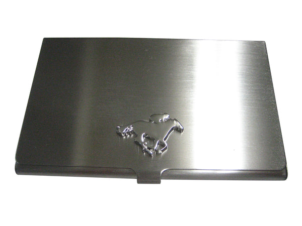 Silver Toned Horse Jockey Outline Business Card Holder