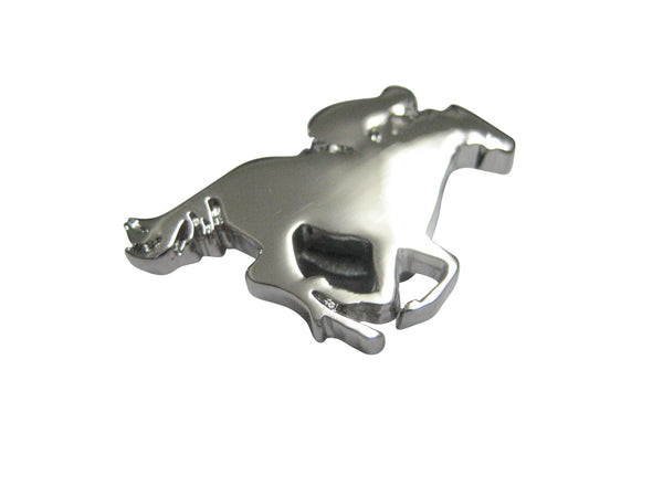 Silver Toned Horse Jockey Outline Magnet