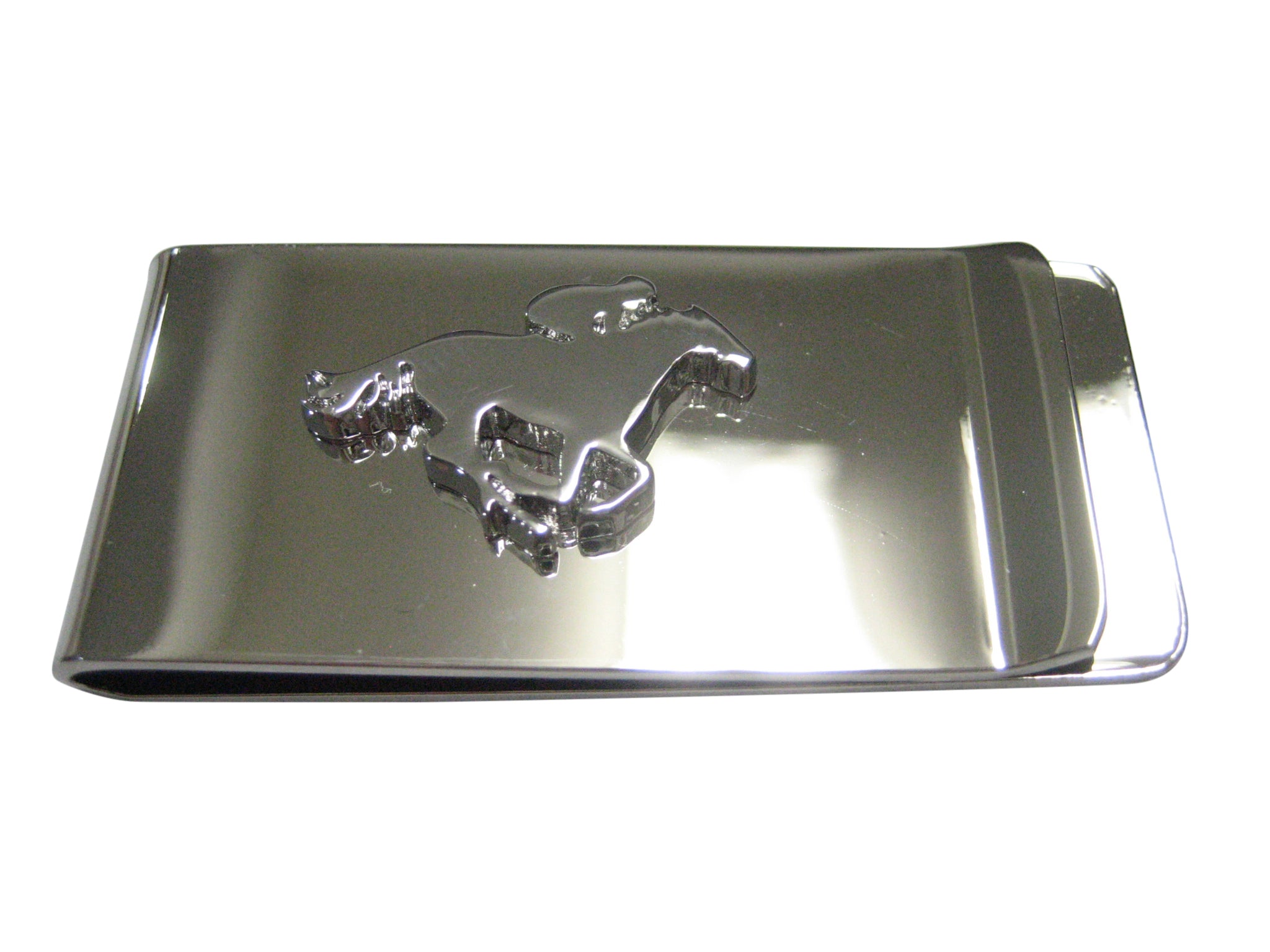 Silver Toned Horse Jockey Outline Money Clip