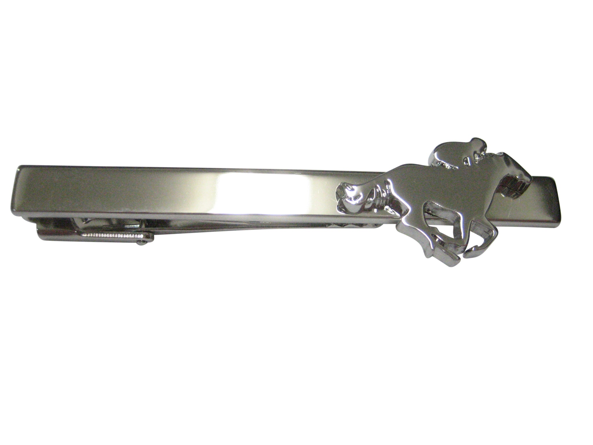 Silver Toned Horse Jockey Outline Tie Clip