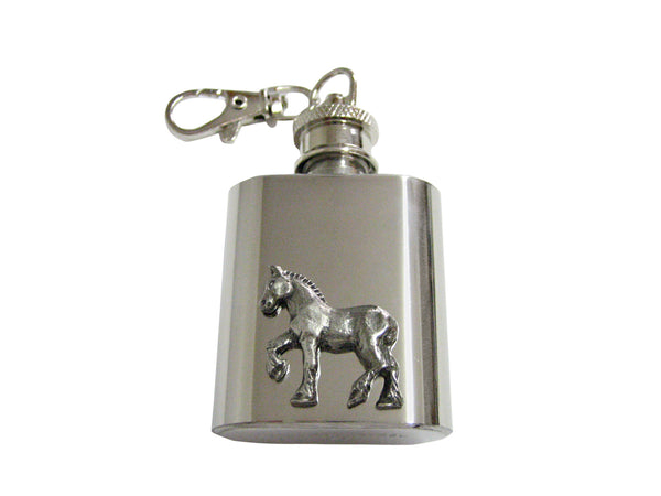 Silver Toned Horse 1 Oz. Stainless Steel Key Chain Flask
