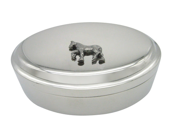 Silver Toned Horse Oval Trinket Jewelry Box