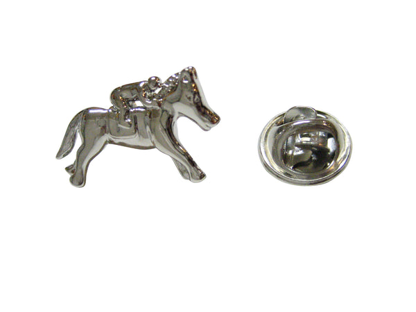 Silver Toned Horse Racing Jockey Lapel Pin