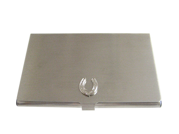 Silver Toned Horse Shoe Business Card Holder