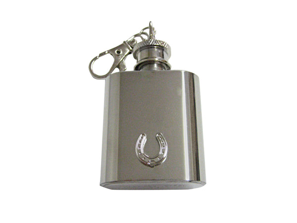 Silver Toned Horse Shoe 1 Oz. Stainless Steel Key Chain Flask