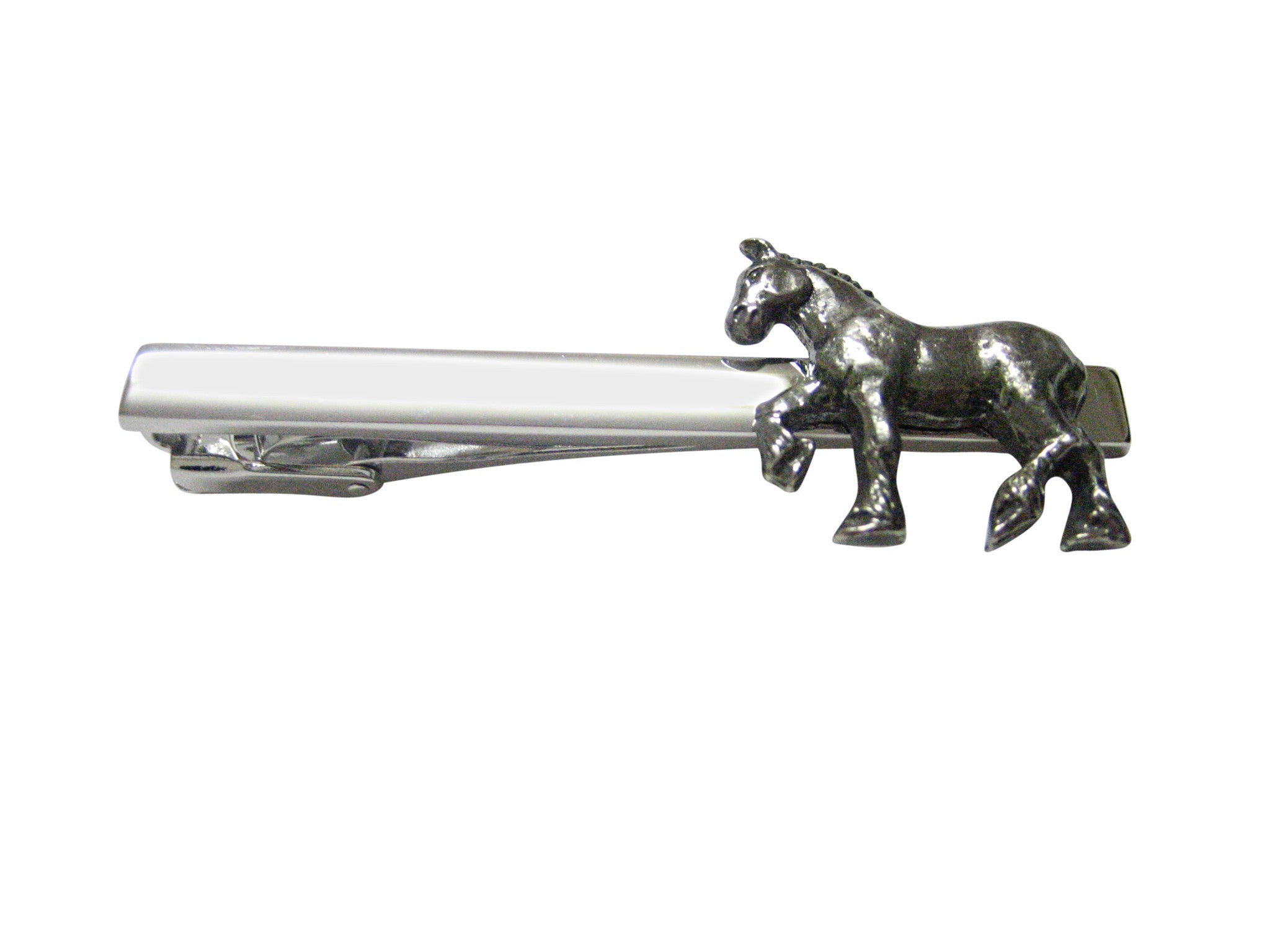 Silver Toned Horse Square Tie Clip