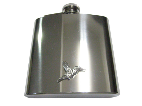 Silver Toned Hummingbird 6oz Flask