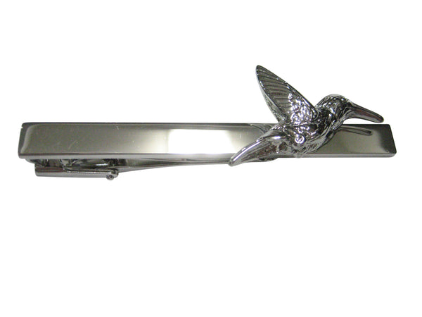 Silver Toned Hummingbird Tie Clip