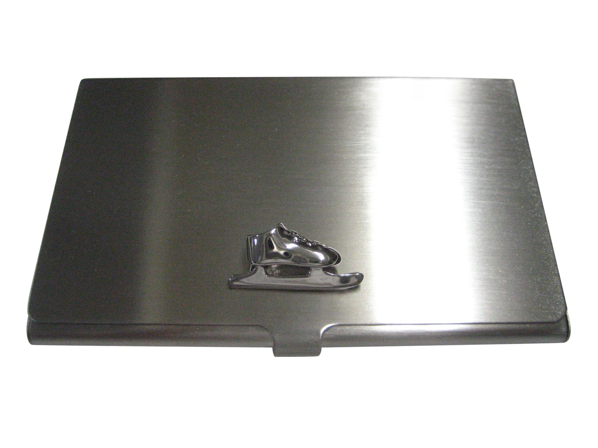 Silver Toned Ice Skating Skates Business Card Holder
