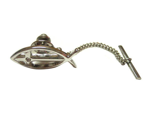 Silver Toned Ichthys Fish Religious Tie Tack