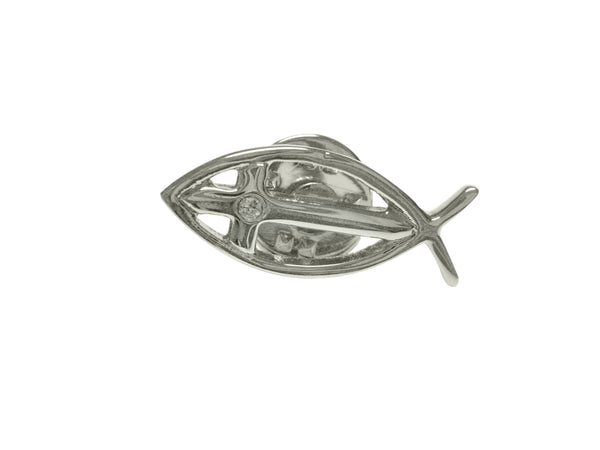 Silver Toned Ichthys Religious Lapel Pin