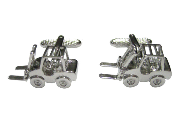 Silver Toned Industrial Warehouse Forklift Cufflinks