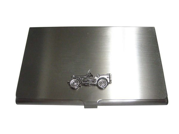Silver Toned Jeep Car Business Card Holder