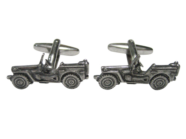 Silver Toned Jeep Car Cufflinks