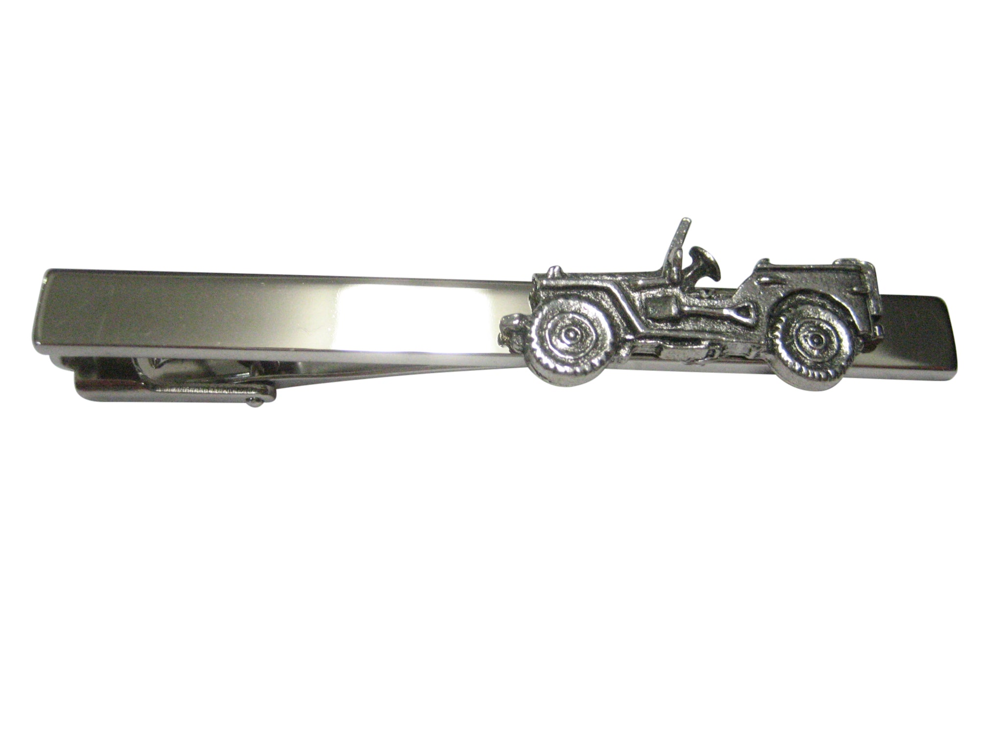 Silver Toned Jeep Car Square Tie Clip