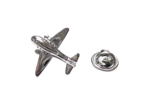 Silver Toned Jet Plane Lapel Pin