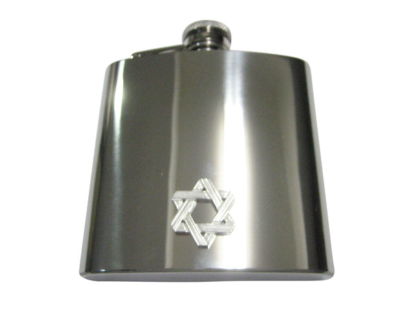 Silver Toned Jewish Religious Star of David Outline 6oz Flask