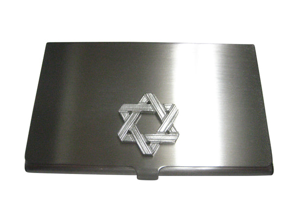 Silver Toned Jewish Religious Star of David Outline Business Card Holder